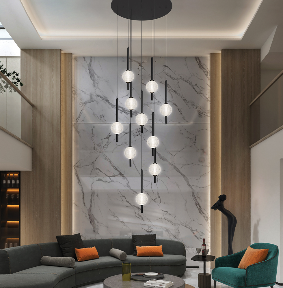 LUSTRA NEAGRA GLOBURI ABEONA LED 37W - imagine 2