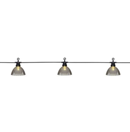 GHIRLANDA EXTERIOR IP44 12 BECURI CU ABAJUR FUMURIU LED 0.8W