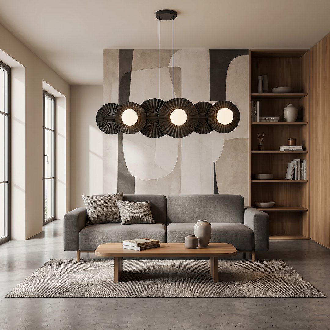 LUSTRA LINIARA METAL NEAGRA UMBRA 92CM 6XG9 - imagine 2