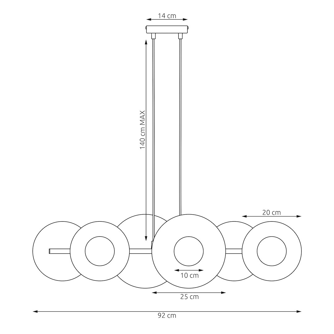 LUSTRA LINIARA METAL NISIPIE UMBRA 92CM 6XG9 - imagine 4