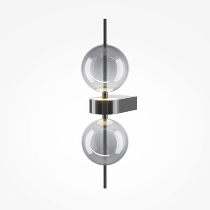 Aplica de perete sticla fumurie Double Moon 43cm LED 8W