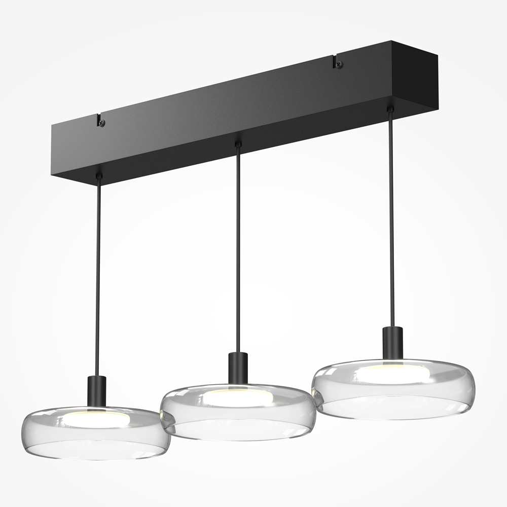 Lustra liniara moderna sticla transparenta Float 60cm LED 25W - imagine 3