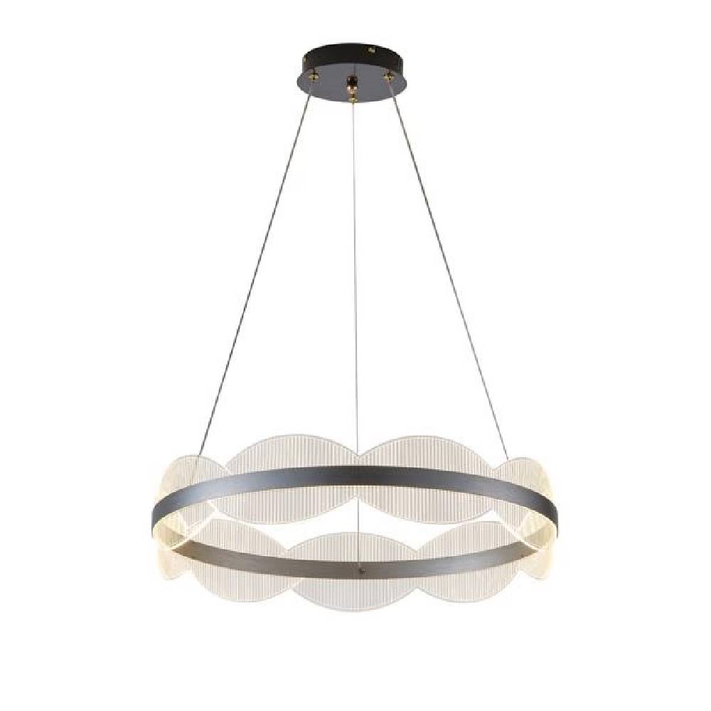 Lustra moderna argintie acril Torino 60cm LED 60W